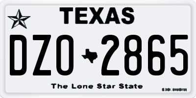 TX license plate DZO2865