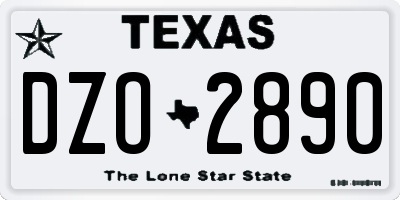 TX license plate DZO2890