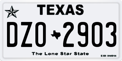 TX license plate DZO2903
