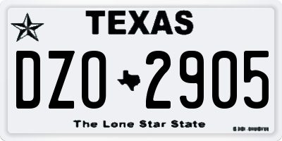TX license plate DZO2905