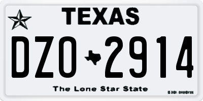 TX license plate DZO2914