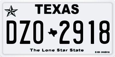 TX license plate DZO2918