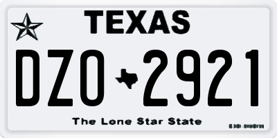 TX license plate DZO2921