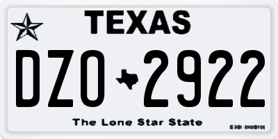 TX license plate DZO2922