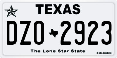 TX license plate DZO2923