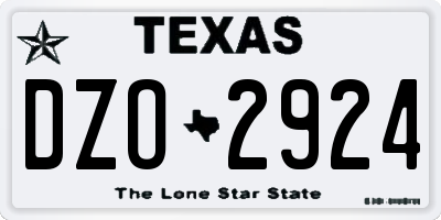 TX license plate DZO2924