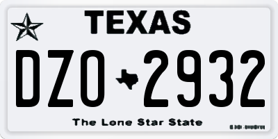 TX license plate DZO2932