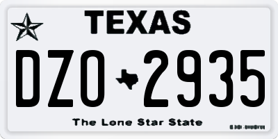 TX license plate DZO2935