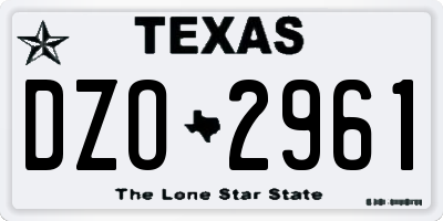 TX license plate DZO2961