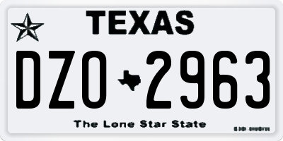 TX license plate DZO2963