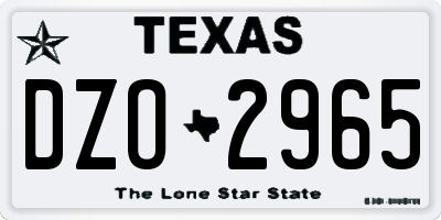 TX license plate DZO2965