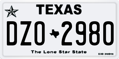 TX license plate DZO2980