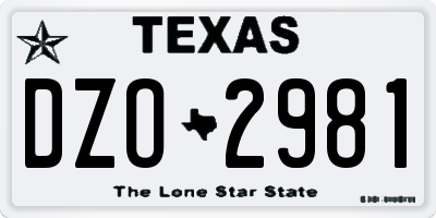 TX license plate DZO2981
