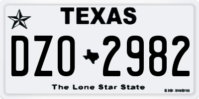 TX license plate DZO2982