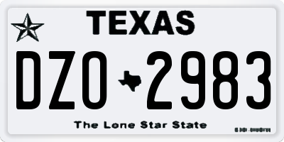TX license plate DZO2983