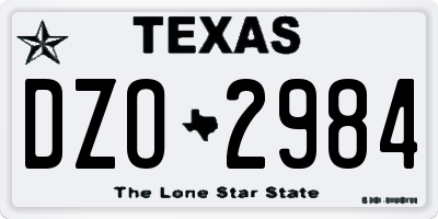 TX license plate DZO2984