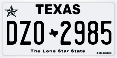 TX license plate DZO2985