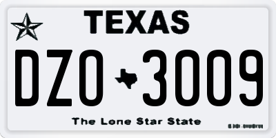 TX license plate DZO3009