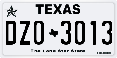 TX license plate DZO3013