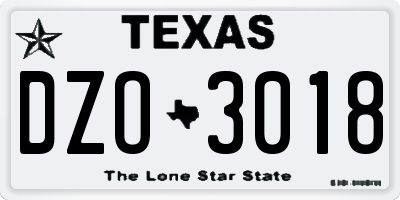 TX license plate DZO3018