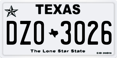 TX license plate DZO3026