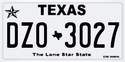 TX license plate DZO3027