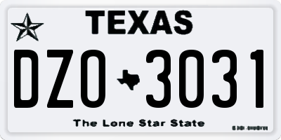 TX license plate DZO3031
