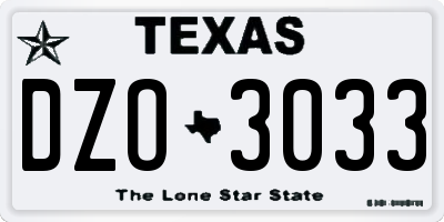 TX license plate DZO3033