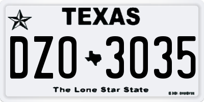 TX license plate DZO3035