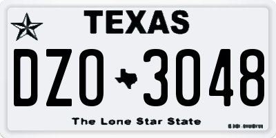TX license plate DZO3048