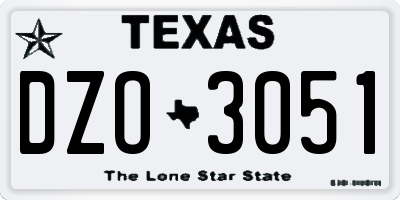 TX license plate DZO3051