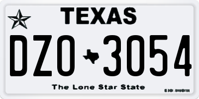 TX license plate DZO3054