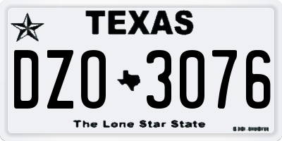 TX license plate DZO3076