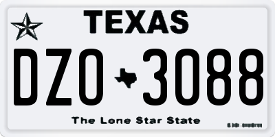 TX license plate DZO3088