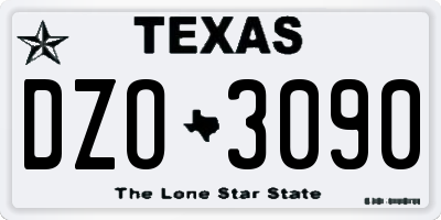 TX license plate DZO3090