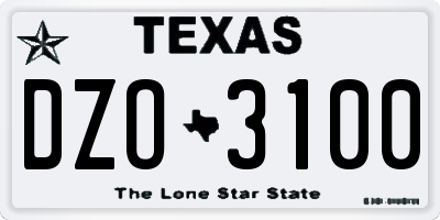 TX license plate DZO3100