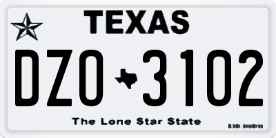 TX license plate DZO3102
