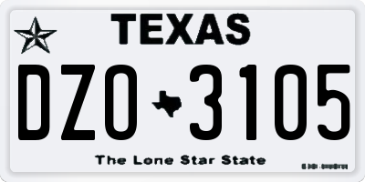 TX license plate DZO3105