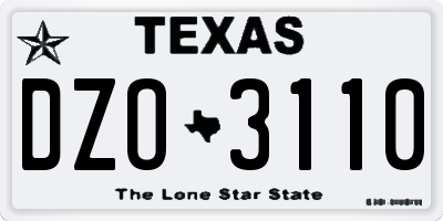 TX license plate DZO3110