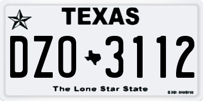 TX license plate DZO3112
