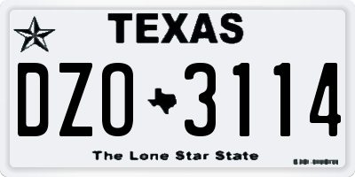 TX license plate DZO3114
