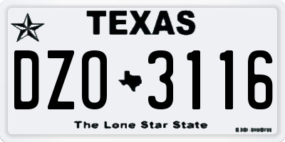 TX license plate DZO3116