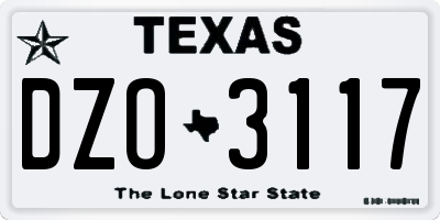 TX license plate DZO3117
