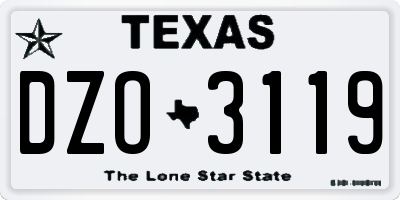 TX license plate DZO3119