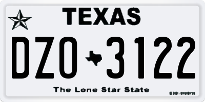 TX license plate DZO3122