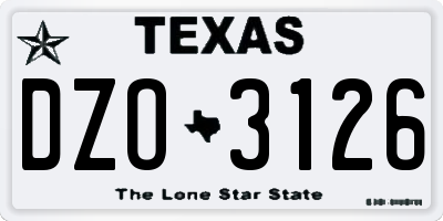 TX license plate DZO3126