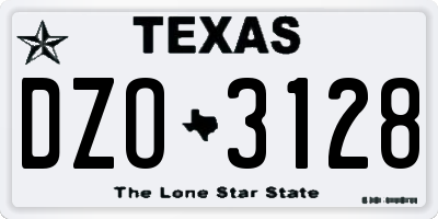 TX license plate DZO3128