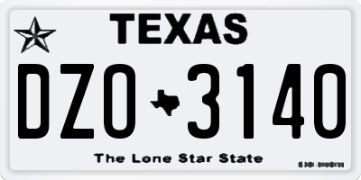 TX license plate DZO3140