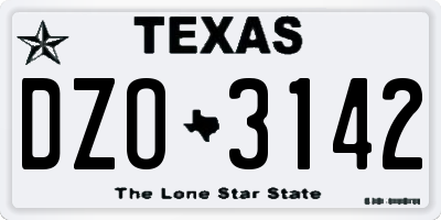 TX license plate DZO3142