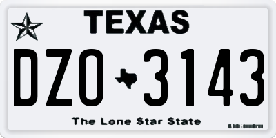 TX license plate DZO3143